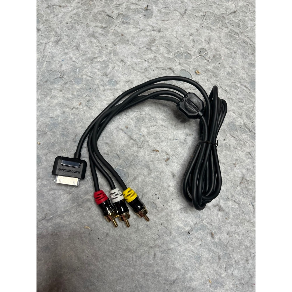 Scosche 30-Pin to RCA Composite AV Cable for iPhone iPad iPod Black Gold Plated